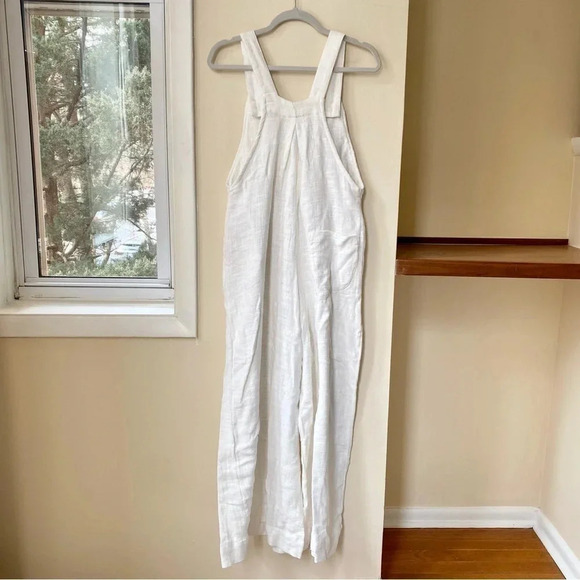 New Free People Sun Drenched Overalls Onesie Jumpsuit in White Size Medium - Picture 5 of 10